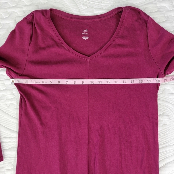 J Jill Perfect Pima 100% Pima Cotton Burgandy V Neck Tunic Top Size Small - Picture 8 of 9